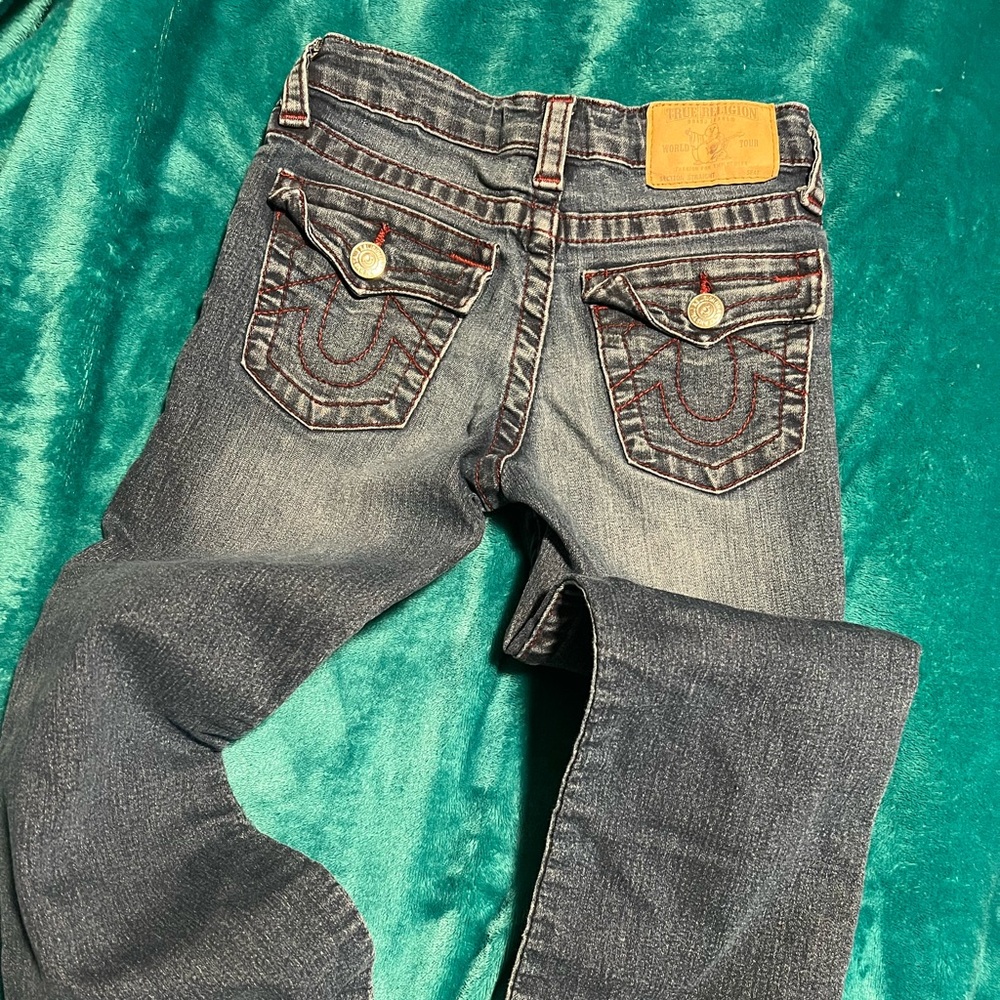 True Religion Blue Jeans with Red Accents